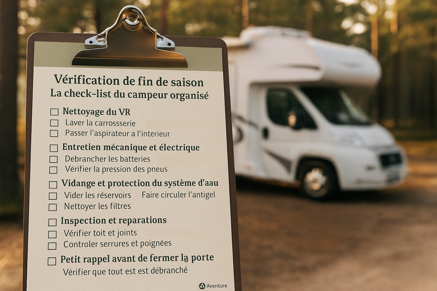 Vérification de fin de saison – La check-list du campeur organisé