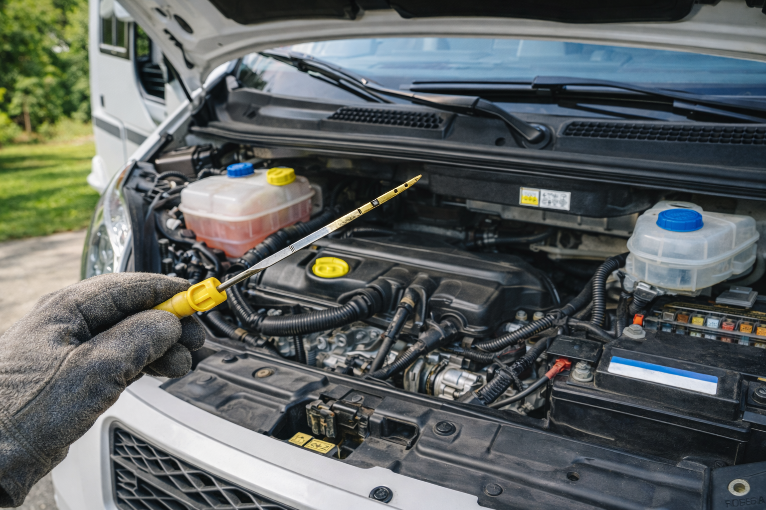 Entretien de base du VR avec vérification du niveau d’huile moteur