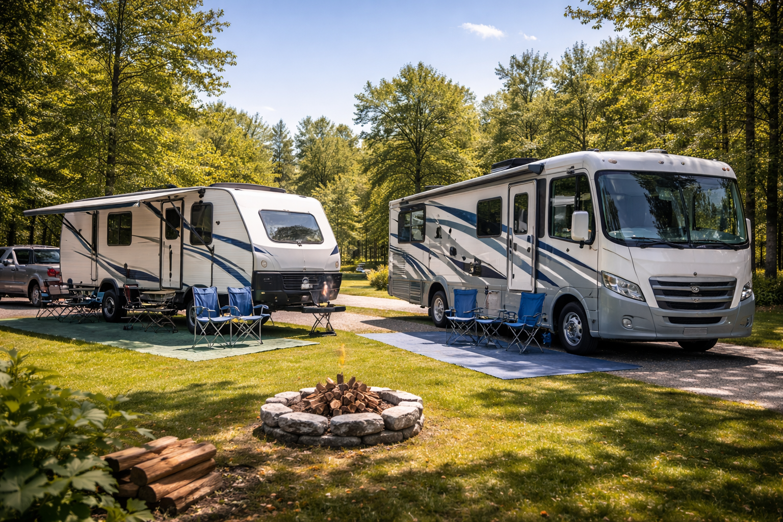 Choisir entre roulotte et motorisé : comparaison côte à côte dans un camping au Canada